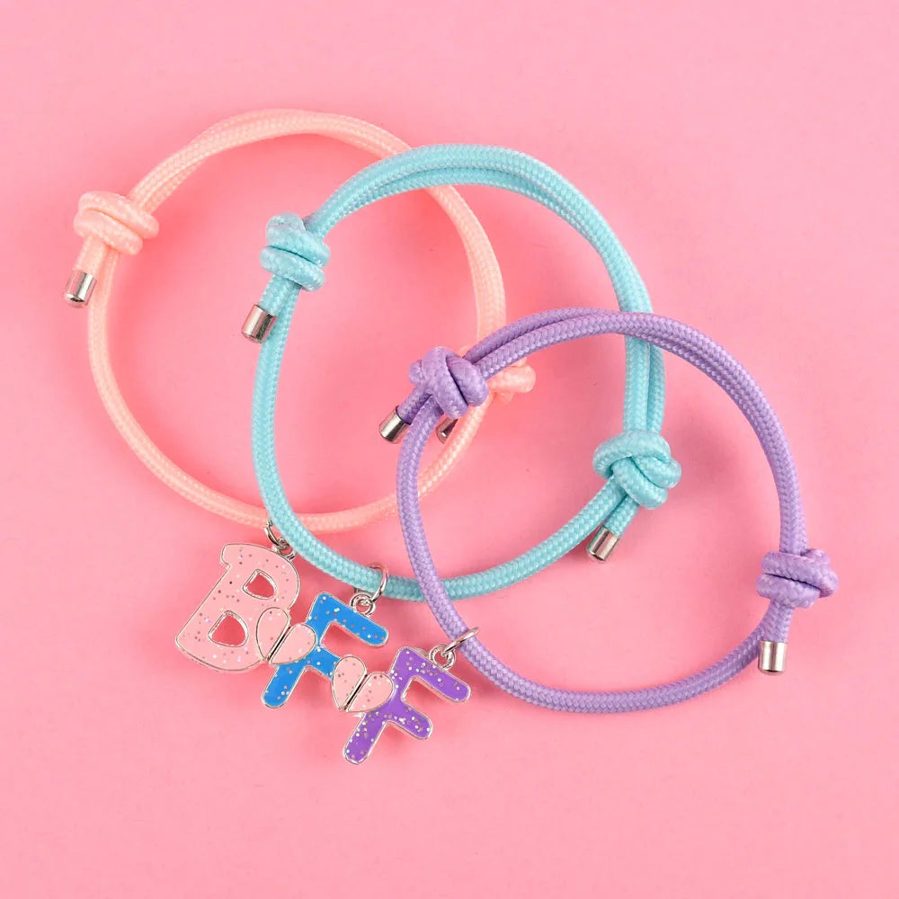 Pulseras BFF de Corazón para 3 Amigas