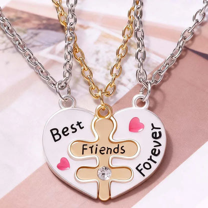 Collar Besties Forever de Corazón para 3 Amigas