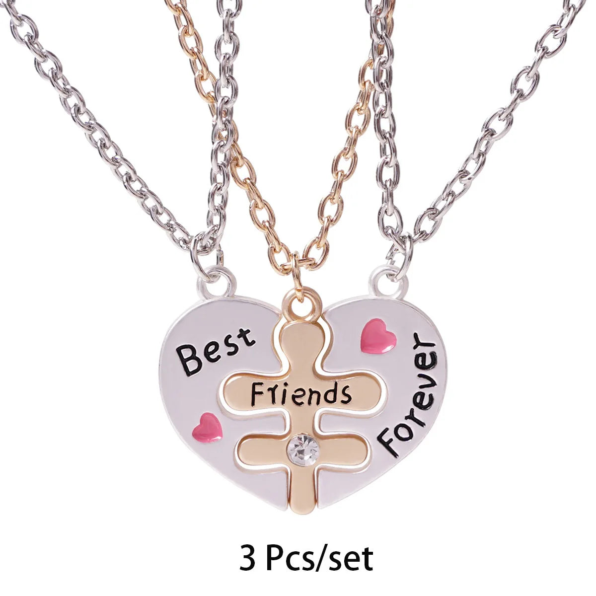 Collar Besties Forever de Corazón para 3 Amigas