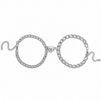 Pulseras de cadena con corazón magnético para 2