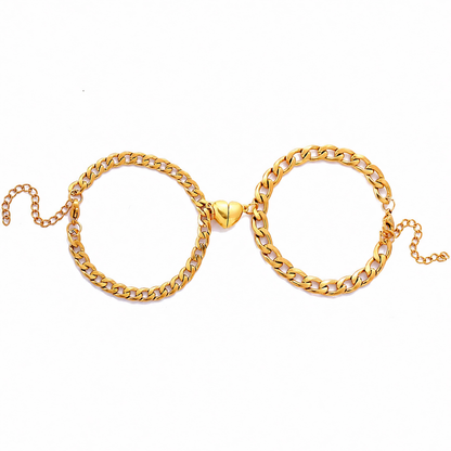 Pulseras de cadena con corazón magnético para 2