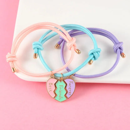 Pulseras Besties de corazón para 3 personas