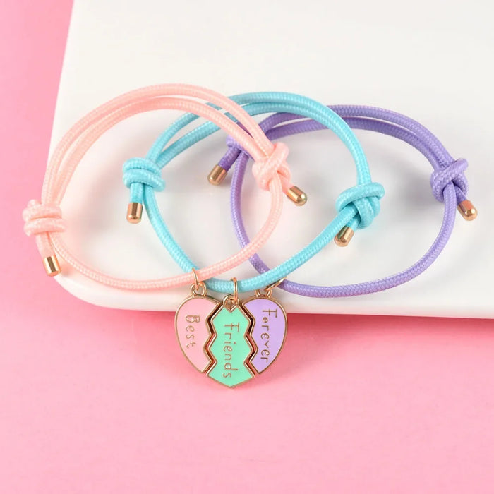 Pulseras Besties de corazón para 3 personas