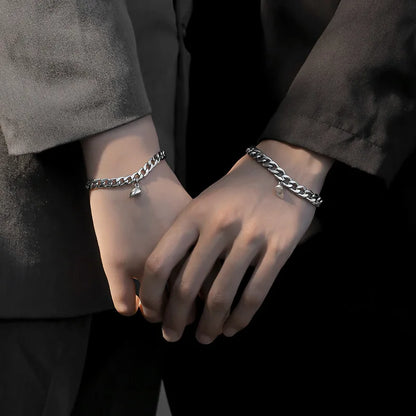 Pulseras de cadena con corazón magnético para 2