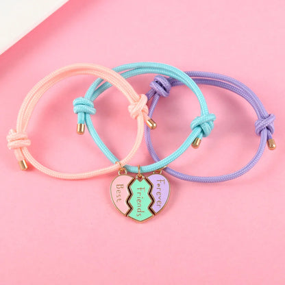 Pulseras Besties de corazón para 3 personas