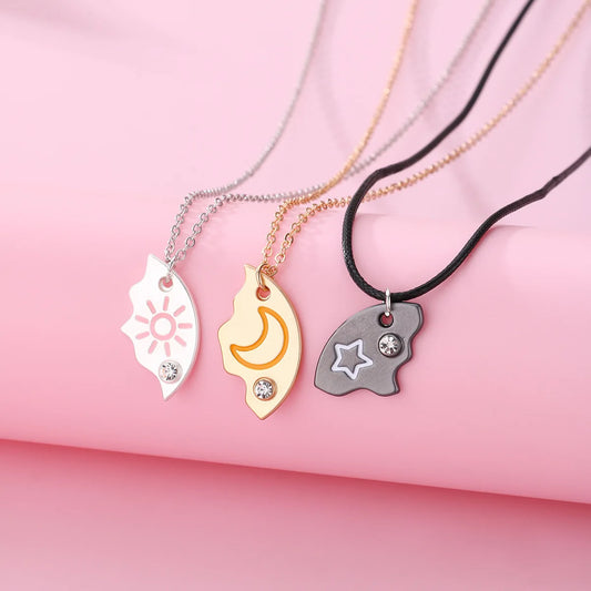 Collares Best Friends de Sol, Luna y Estrella para 3 Personas