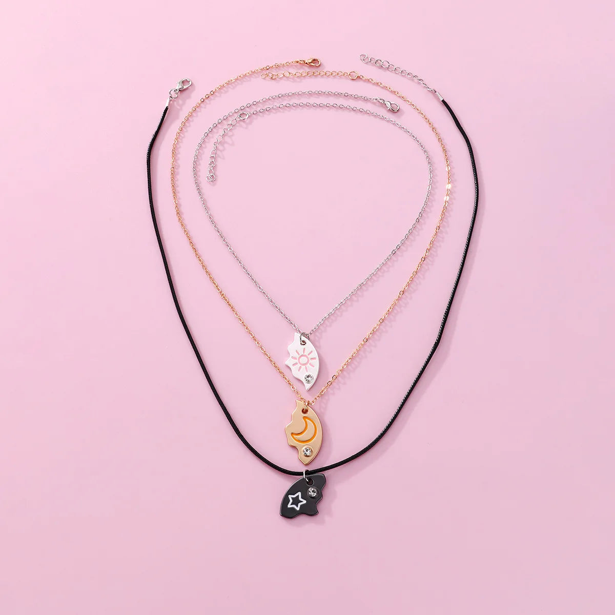 Collares Best Friends de Sol, Luna y Estrella para 3 Personas