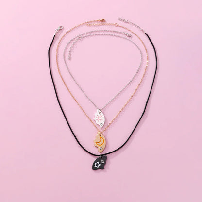 Collares Best Friends de Sol, Luna y Estrella para 3 Personas