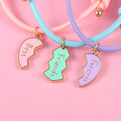 Pulseras Besties de corazón para 3 personas