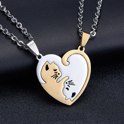 Collares magnéticos de gatos con corazón para 2 personas