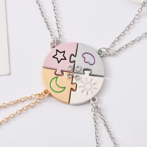 Collar Best Friends de Sol, Luna, Estrella y Nube para 4 Personas