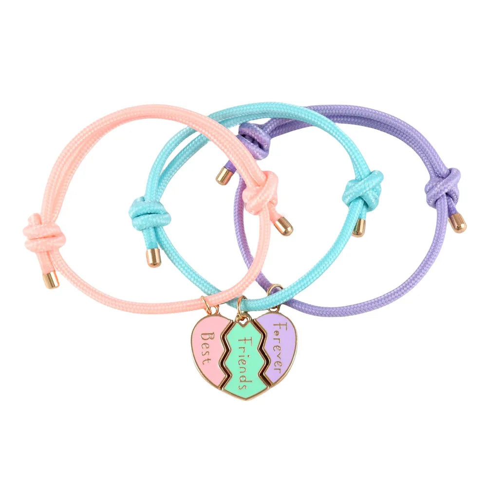 Pulseras Besties de corazón para 3 personas