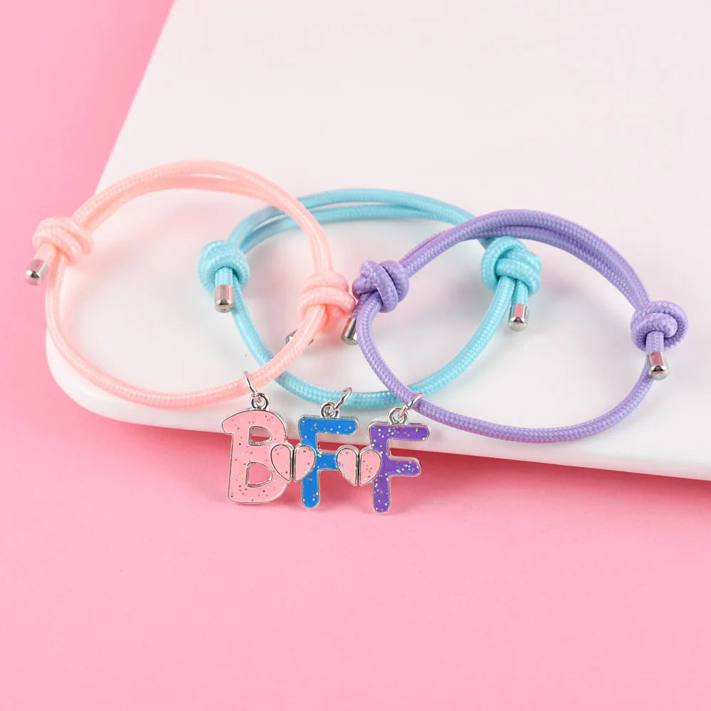 Pulseras BFF de Corazón para 3 Amigas