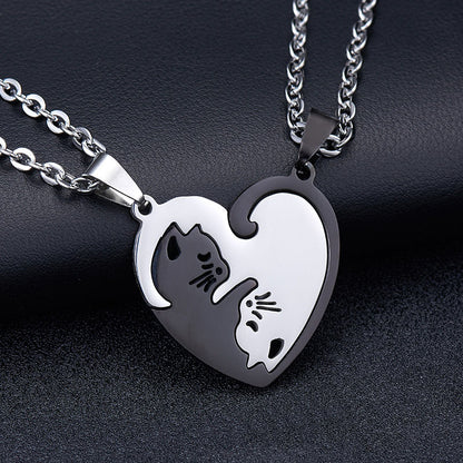 Collares magnéticos de gatos con corazón para 2 personas