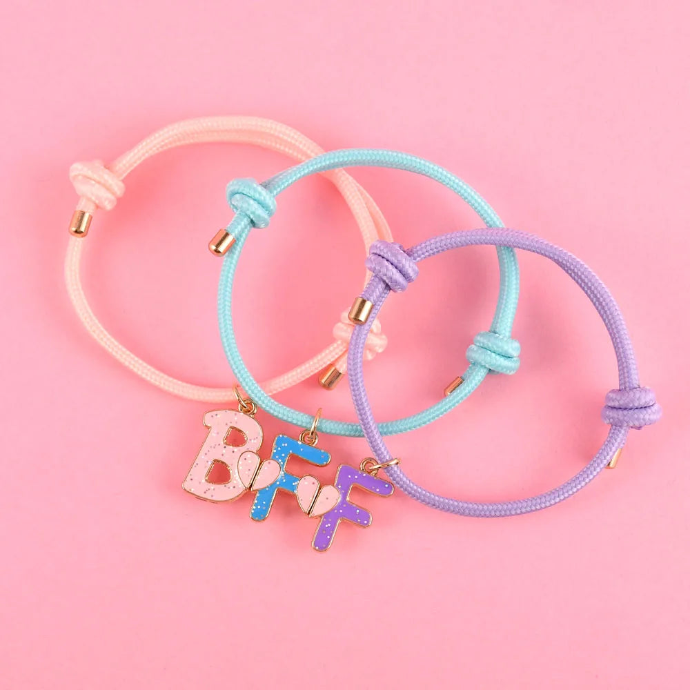 Pulseras BFF de Corazón para 3 Amigas