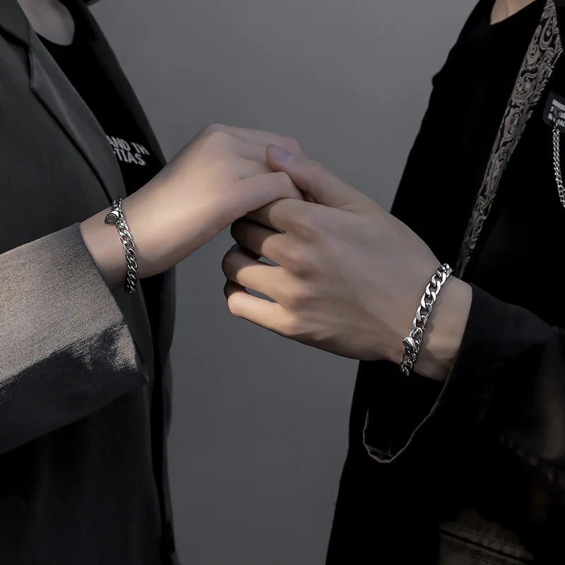Pulseras de cadena con corazón magnético para 2